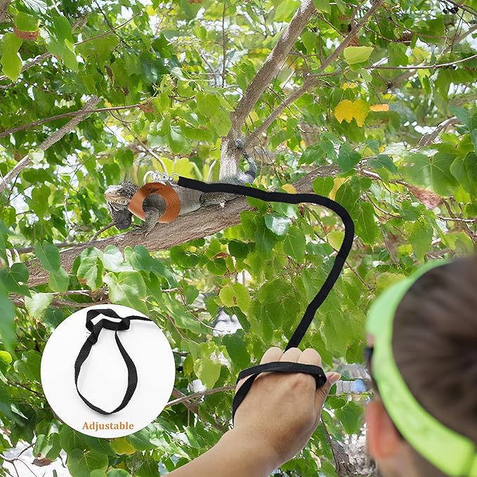 Bearded Dragon Harness and Leash Set, 3-Size Adjustable Soft Leather Reptile Leash for Training & Walking, Lizard Harness with Traction Rope, Walking Vest for Small Animal Outdoor (Brown)