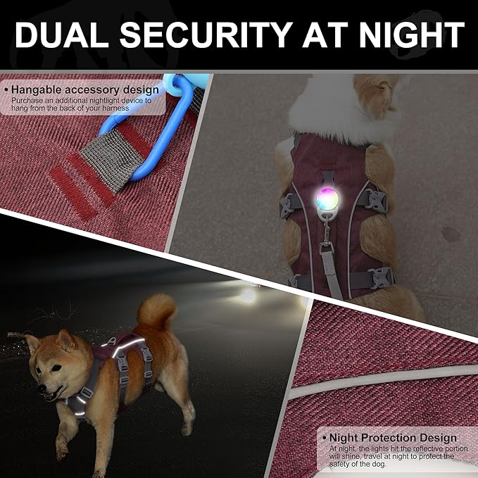 Escape Proof Dog Harness with Handle - Reflective No Pull Dog Vest, Lightweight Full Body Pet Harness Adjustable for Small Dogs Walking,Training(Blue,Chest:14-22")