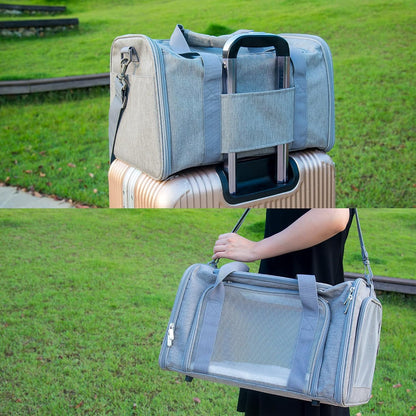 Soft Sided Carrier for Small Medium Cats Dogs,TSA Airline Approved Collapsible Travel Pet Carrier Medium Grey
