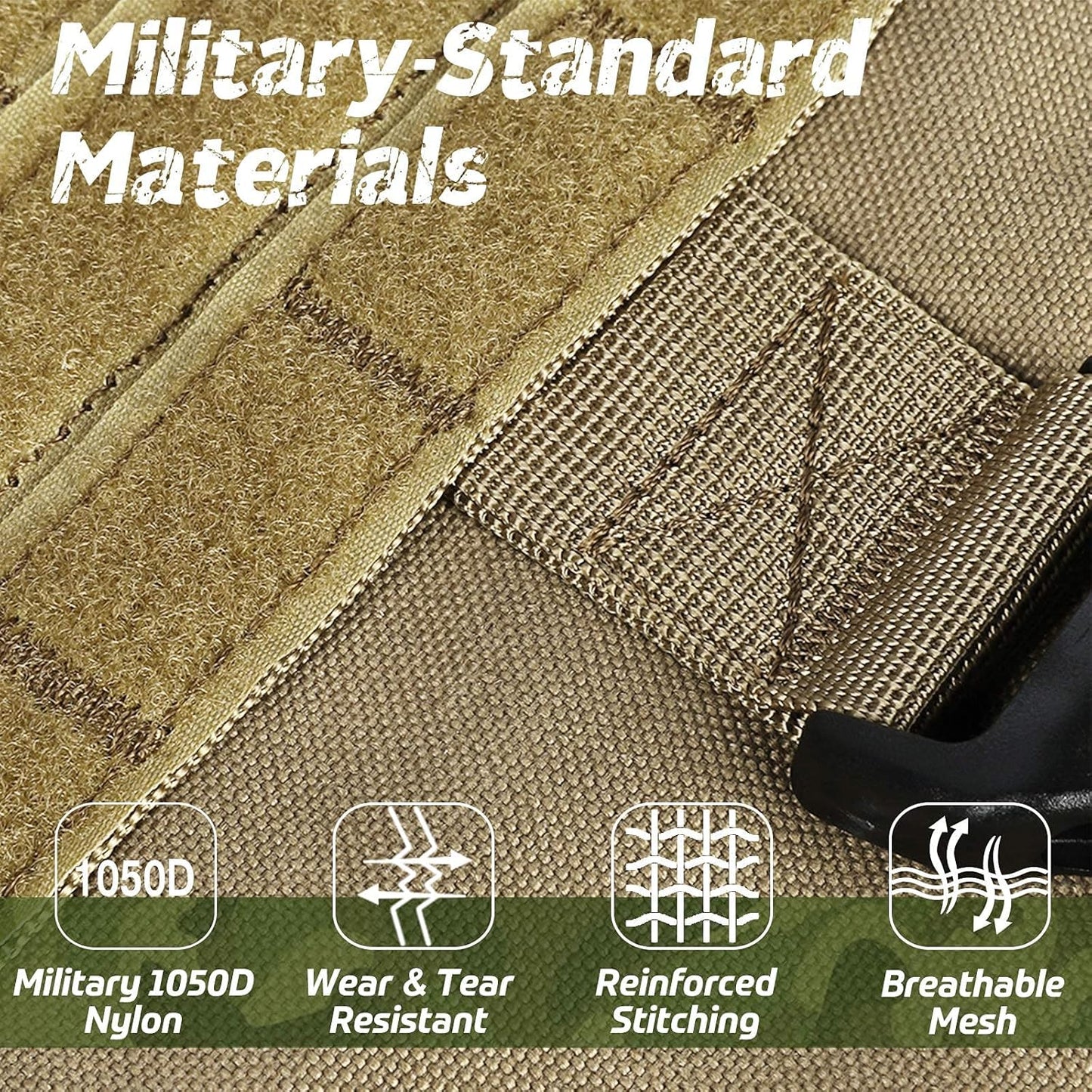 rabbitgoo Tactical Dog Harness Medium Sized, Heavy Duty Pet Harness with Handle, No-Pull Service Vest Medium Breed, Adjustable Military Dog Vest for Training Hunting Walking, Brown, M