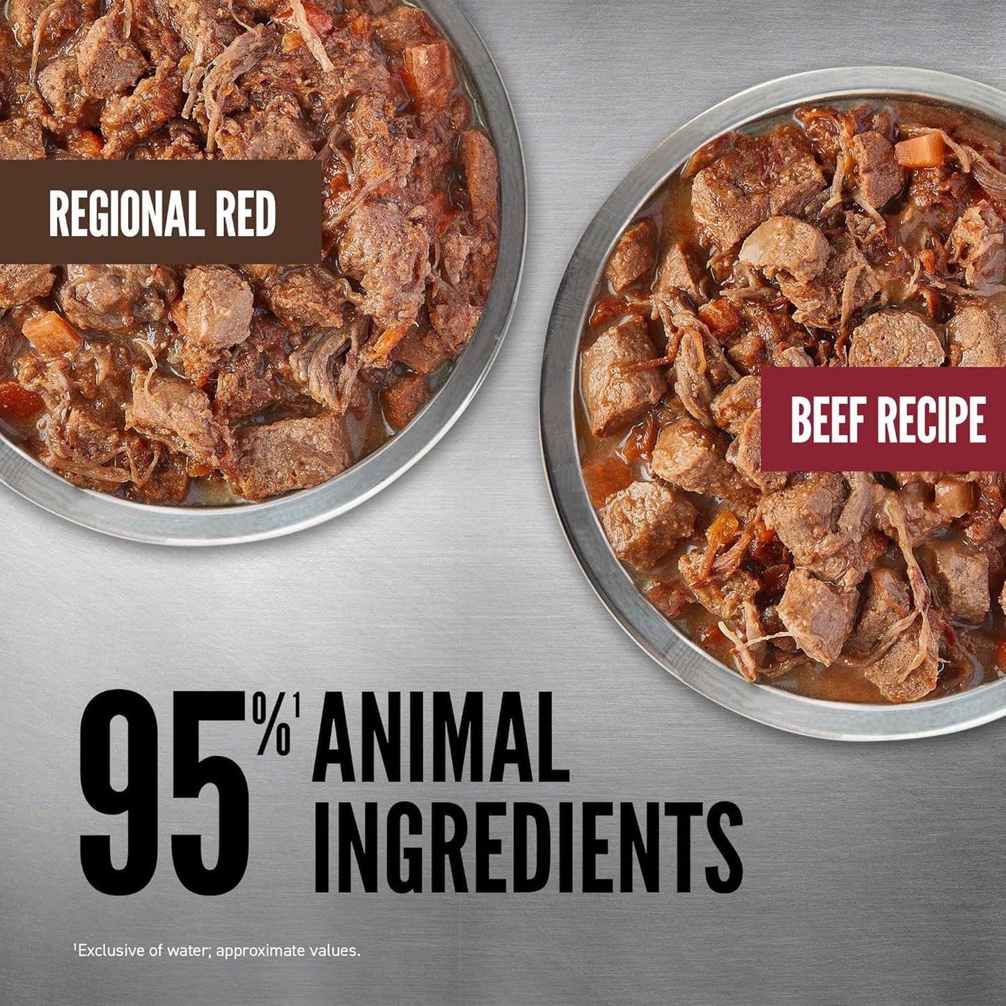 ORIJEN Real Meat Shreds Wet Dog Food Variety Pack: Regional Red + Beef Recipes 12.8oz Cans (6 Count, 3 of Each)