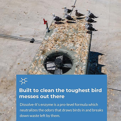 Bird Barrier Dissolve-It Max Enzyme Cleaner - Bird Dropping Cleaner - Dissolves Waste – Treat Affected Areas Before Installing Bird Control Products - Cleans pet stains - 1 Pint Makes 1/2 Gallon