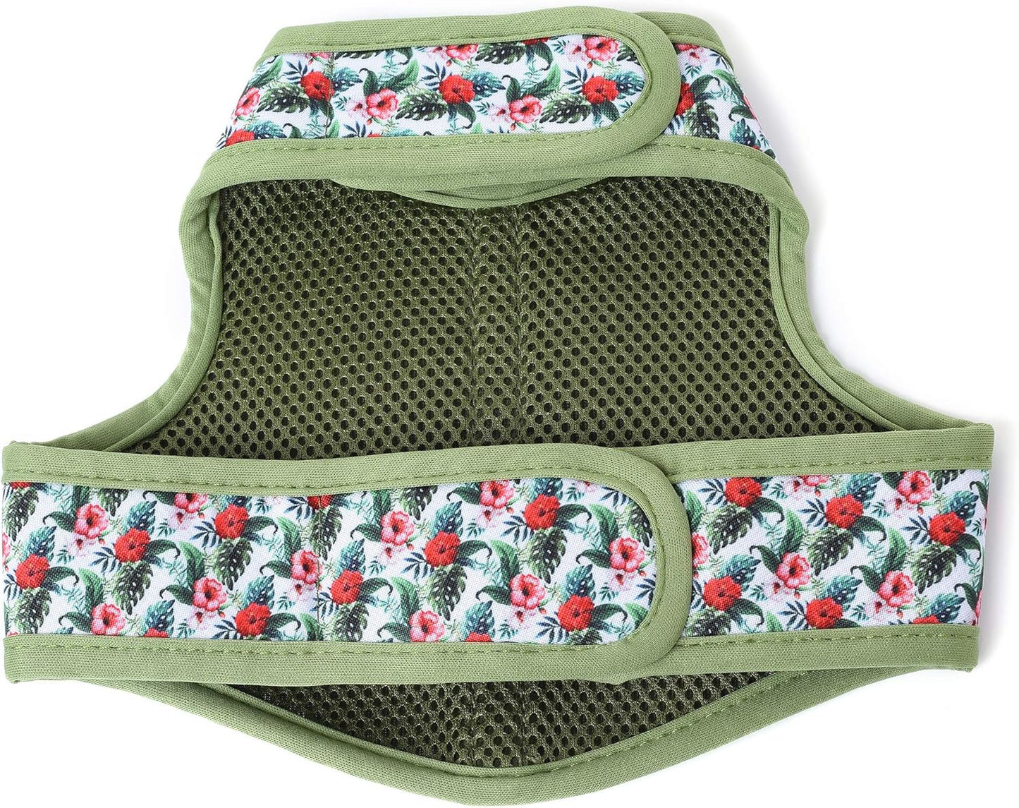 Mile High Life Dog Harness, Air Mesh Floral Vest Harness for 20 lbs Small Dogs & Cats, Easy Get on Adjustable Easy Closures Both Neck and Chest(Wild Rose, S Chest 16"-18")