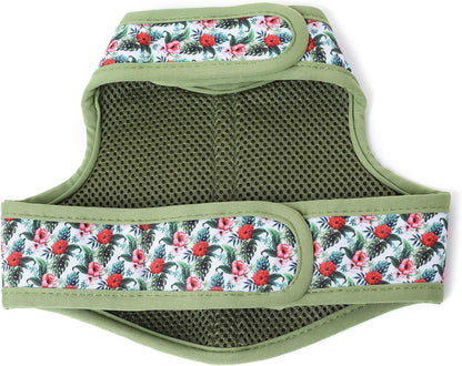 Mile High Life Dog Harness, Air Mesh Floral Vest Harness for 20 lbs Small Dogs & Cats, Easy Get on Adjustable Easy Closures Both Neck and Chest(Wild Rose, S Chest 16"-18")
