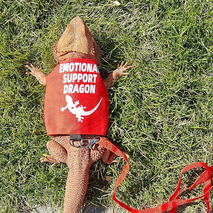 Romansk Bearded Dragon Harness and Leash Set - Escape Proof Adjustable Lizard Reptiles Harness with Short Leash for Walking Outdoor - Fun Emotional Support Dragon Designs