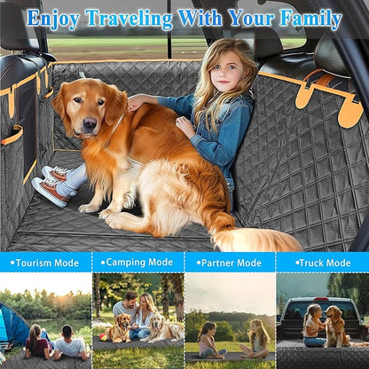 Dog Car Seat Cover for Back Seat, Hard Bottom Car Seat Cover for Dogs with Door Protectors for Traveling and Camping with Pets, Dog Car Seat Waterproof and Scratch-resistant, Suitable for Cars