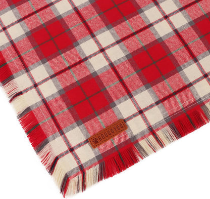 ADOGGYGO Christmas Dog Bandanas with Tassels, Stylish Plaid Xmas Pet Scarf Bib, Soft Cotton Fabric, Red Plaid Christmas Bandanas for Extra Large Dogs (X-Large)