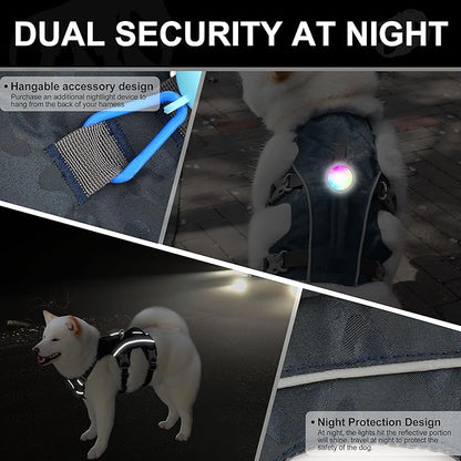 Escape Proof Dog Harness Small Sized Dog, Lightweight Full Body Pet Vest with Lift Handle & Leash Clip, Reflective Adjustable No Slip Dog Harness for Daily Walking(Red,Chest:16-27")