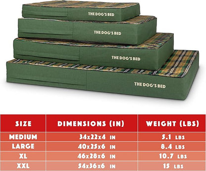 The Dog’s Bed Orthopedic Memory Foam Dog Bed, Large Green Tartan, Pain Relief for Arthritis, Hip & Elbow Dysplasia, Post Surgery, Lameness, Supportive, Calming, Waterproof Washable Cover