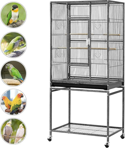 Yaheetech 54-inch Wrought Iron Standing Large Parrot Parakeet Flight Bird Cage for Small Parrot Sun Parakeet Green Cheek Conure Lovebird Budgie Finch Canary Bird Cage with Stand
