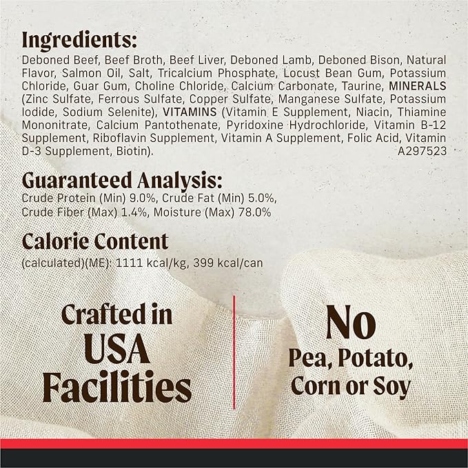 Merrick Grain Free Premium And Natural Canned Dog Food, Soft And Healthy Wet Recipe, Real Beef Lamb And Bison - (Pack of 12) 12.7 oz. Cans