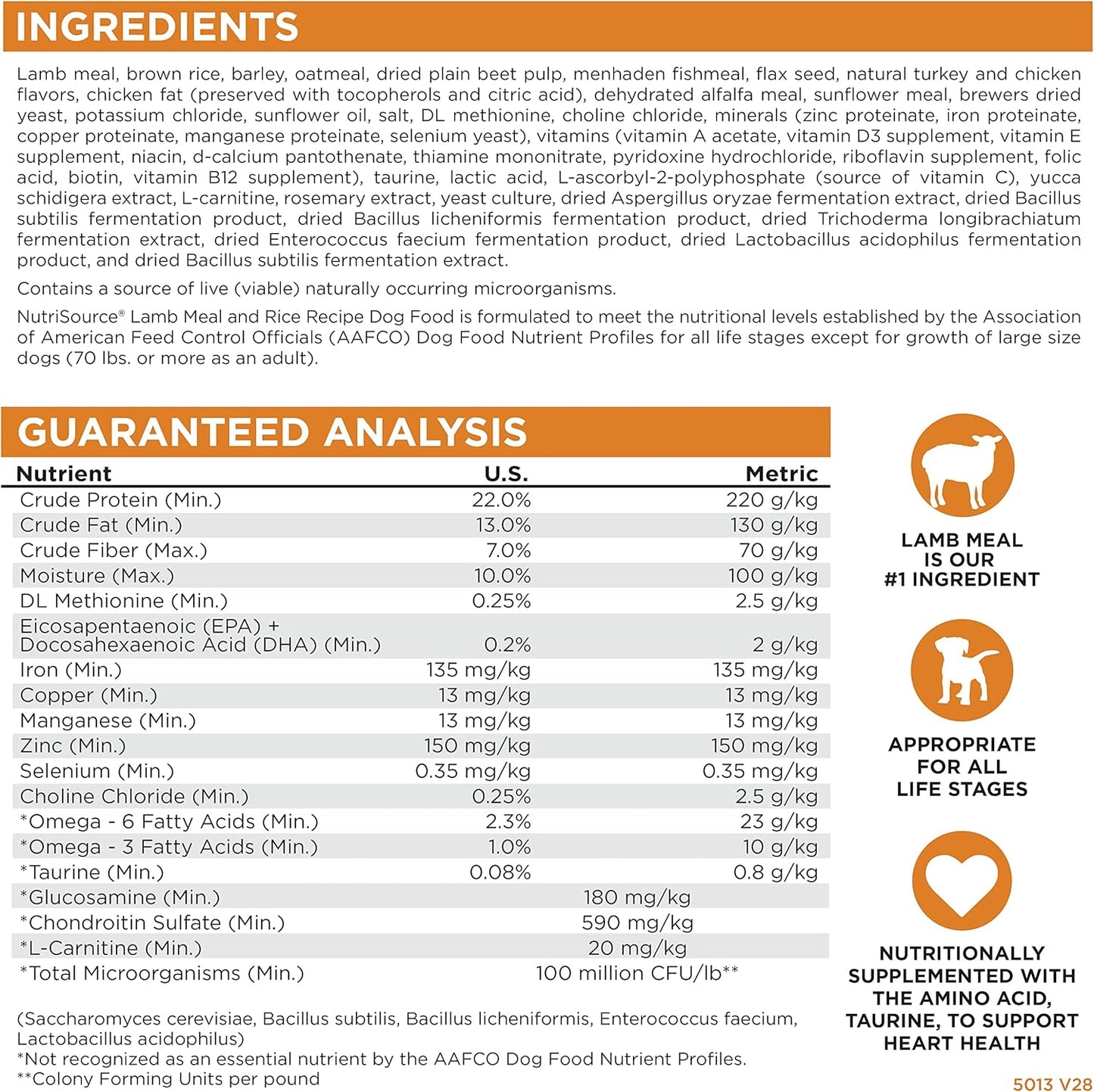 NutriSource Adult Dry Dog Food, Lamb Meal and Rice, 26LB