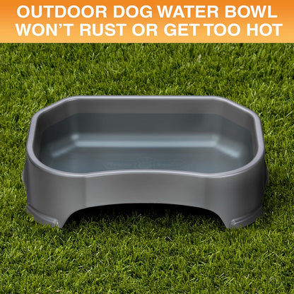Neater Pet Brands Large Water Bowl for Dogs, Outdoor Dog Water Bowl (1.25 Gallon Extra-Large Capacity), Big Trough Style Food Dish for Indoors or Outside, No Spill Large Dog Bowls, Gunmetal Grey