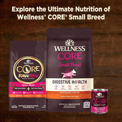 Wellness CORE Natural Grain Free Small Breed Mini Meals Wet Dog Food, Pate Chicken Entrée, 3-Ounce Pouch (Pack of 12)