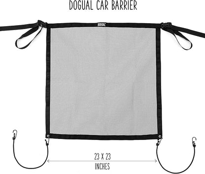 Dog Car Net Barrier - Universal Fit Sturdy Mesh, Easy to Install, Convenient for Air Conditioning, Easy to Clean & with Flexible Bungee Cords for Seat Movement