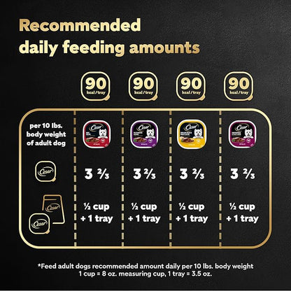 Cesar Wet Dog Food Classic Loaf in Sauce Filet Mignon Flavor, Porterhouse Steak Flavor, Grilled Steak & Eggs Flavor, and Beef Recipe Variety Pack 3.5 oz. Easy Peel Trays (60 Count)