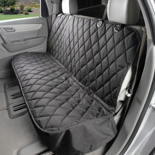 4Knines Back Seat Pet Cover for Dogs w/o Hammock – 54" Wide, Waterproof Car Seat Cover, Non-Slip, Heavy-Duty – Fits Cars, SUVs, Small Trucks – 2 Seat Belt & Latch Access – Back Seat Protector (Black)