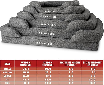 The Dog’s Bed, XL Grey Poly-Linen, Memory Foam, Pain Relief: Arthritis, Hip & Elbow Dysplasia, Post Surgery, Lameness, Supportive, Calming, Waterproof Washable Cover