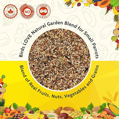 Birds LOVE All Natural Garden Blend Bird Food for Small Birds - Lovebirds, Cockatiels, Parakeets and Parrotlets 2lb