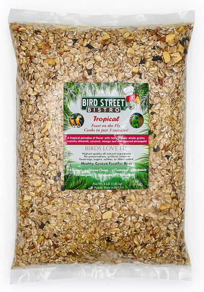 Bird Street Bistro Parrot Food - Parakeet & Cockatiel Food - Cooks in 3-15 min with Natural & Organic Grains, Legumes, Non-GMO Fruits & Health-Oriented Spices