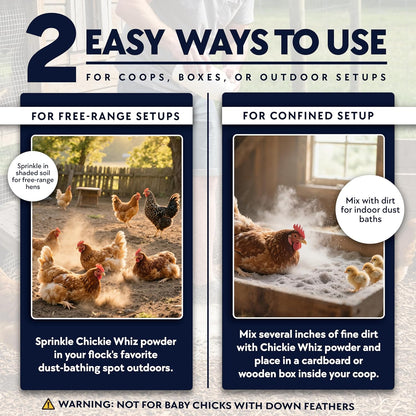 5.5lb Chickie-Whiz Chicken Dust Bath - Made in USA - All Natural Volcanic Ash Dust Bath for Chickens - Healthier Eggs & Feathers - Chicken Coop Accessories for Farms by Billy Buckskin Co.