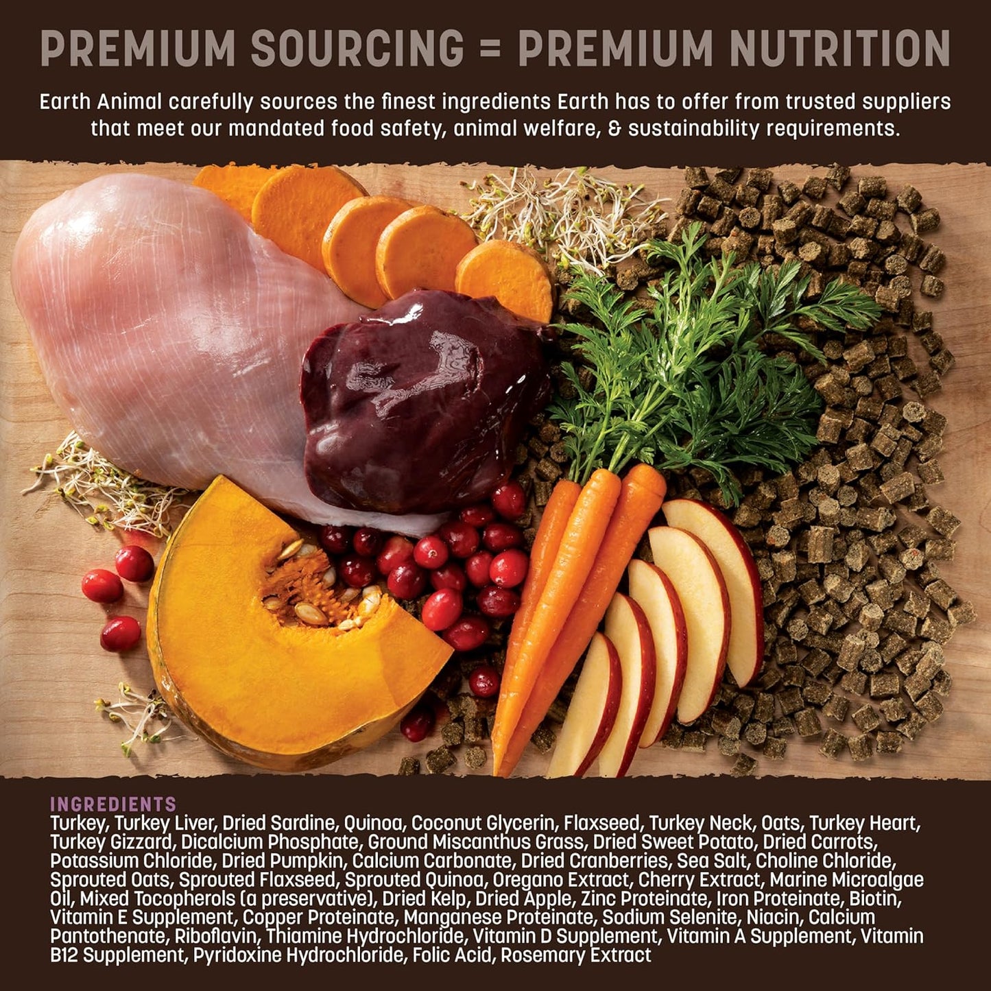 Earth Animal Wisdom Air Dried Dog Food - Turkey Recipe Premium Natural Dry Dog Food for All Breeds & Ages - 8 Lbs Bag