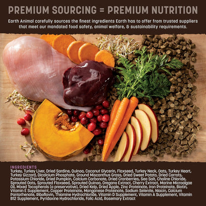 Earth Animal Wisdom Air Dried Dog Food - Turkey Recipe Premium Natural Dry Dog Food for All Breeds & Ages - 2 Lbs Bag