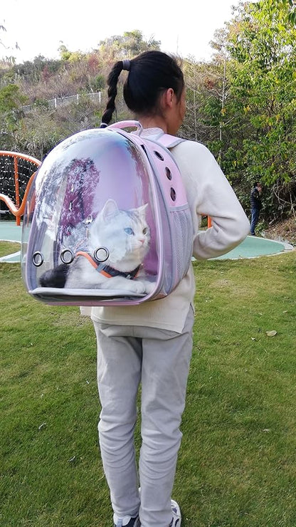 Front Expandable Cat Backpack Carrier, Fit up to 20 lbs, Space Capsule Bubble Window Pet Carrier Backpack for Large Fat Cat and Small Puppy