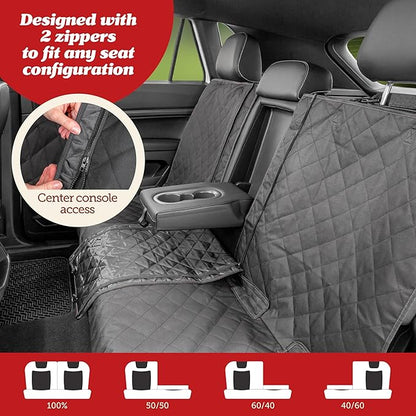 Lusso Gear Car Seat Cover for Dogs - Premium Waterproof Oxford Fabric - Universal Fit - Non-Slip Rear Cover & Protector, Car Accessories for Trucks & SUVs (Black)