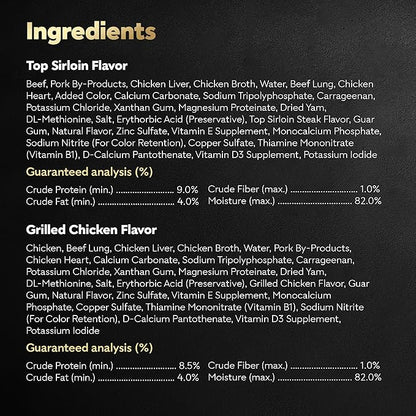 Cesar Wet Dog Food Classic Loaf in Sauce Top Sirloin & Grilled Chicken Flavors Variety Pack, 3.5 oz. Easy Peel Trays, (12 Count, Pack of 2)