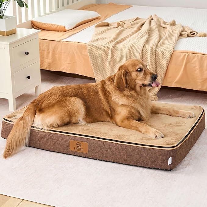Orthopedic Memory Foam XXL Dog Bed - 6" Thick Beds for Extra Large Sized Dog - Waterproof Removable Washable Cover & Wrap-Around Zipper - Ultimate Comfort & Easy Maintenance, Brown