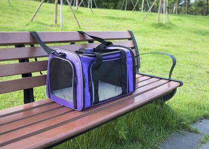 Soft Sided Carrier for Small Medium Cats Dogs,Removable Pad Collapsible Travel Pet Carrier Large Purple