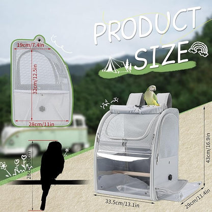 Sanmoncare Bird Backpack Carrier, Water Repellent Fabric Cockatiel Travel Bag with Stand, Lightweight and Portable Travel Cage for Parrot, Bird Travel Carrier