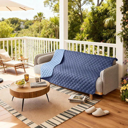 gogobunny 100% Double Sided Waterproof Dog Blanket Soft Pet Bed Cover Reversible Protect Furniture Couch Sofa Car for Puppy Large Dog Cat (Dark Navy/Light Navy, 82x120 Inch (Pack of 1))