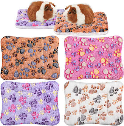 Tuanse 4 Pack Ultra Soft Dog Cat Bed Mat with Cute Prints Reversible Fleece Dog Crate Kennel Pad Cozy Washable Thickened Hamster Guinea Pig Pet Bed Mat for Small Animals(13 x 10 Inches,Vivid Color)
