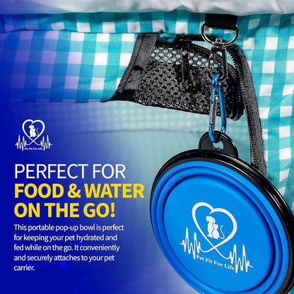 Pet Fit For Life Extra Large Cat Carrier for Travel - Foldable & Portable Collapsible Kennel with Litter Box, Feather Toy & Water/Food Bowl - Ideal for Cars, Long Trips & Indoor Cats - Teal Checkers