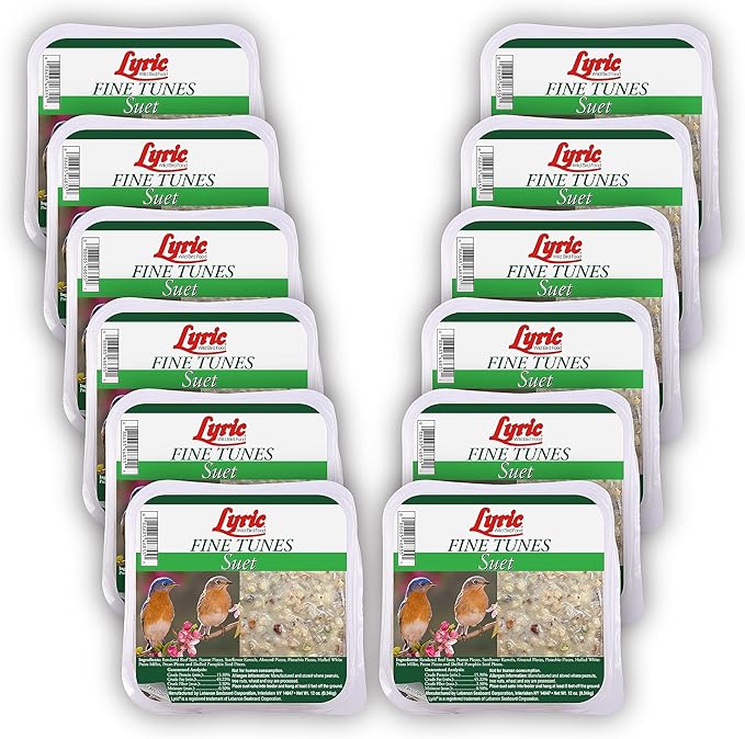 Lyric Fine Tunes No Waste Wild Bird Seed Suet Cakes for Wild Birds, 12 oz. (12 Pack)