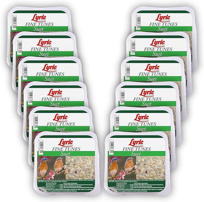 Lyric Fine Tunes No Waste Wild Bird Seed Suet Cakes for Wild Birds, 12 oz. (12 Pack)