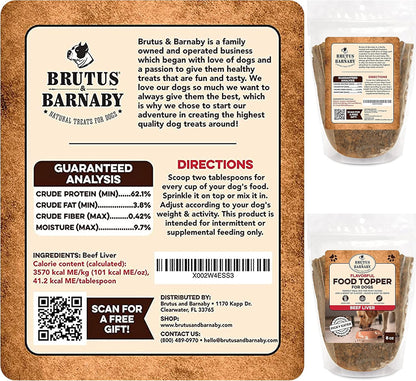 BRUTUS & BARNABY Dog Food Topper - Beef Liver - Enhance Your Dogs Meal with This Flavor Packed Mix - Sprinkle On Dog Food Flavoring for Picky Eaters - Just One Single Ingredient