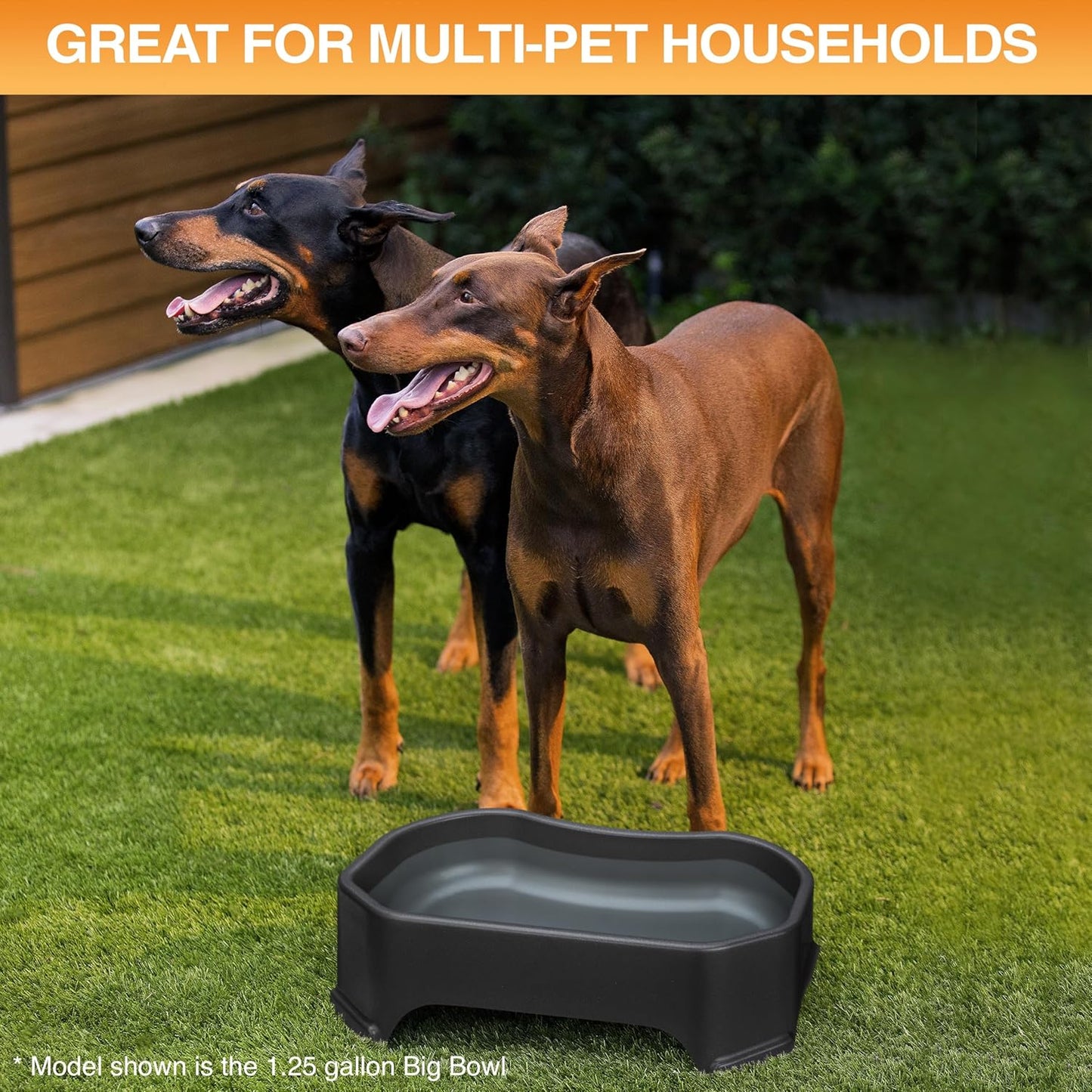 Neater Pet Brands Extra Large Water Bowl for Dogs, Outdoor Dog Water Bowl (2.25 Gallon Extra-Large Capacity), Big Trough Style Food Dish for Indoors or Outside, No Spill Large Dog Bowls, Black