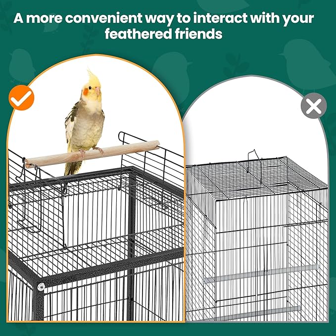 Yaheetech 35 inch Wrought Iron Bird Cage w/Play Open Top and Rolling Stand for Small Birds Like Parrots Conure Lovebird Cockatiel Lovebirds Budgies