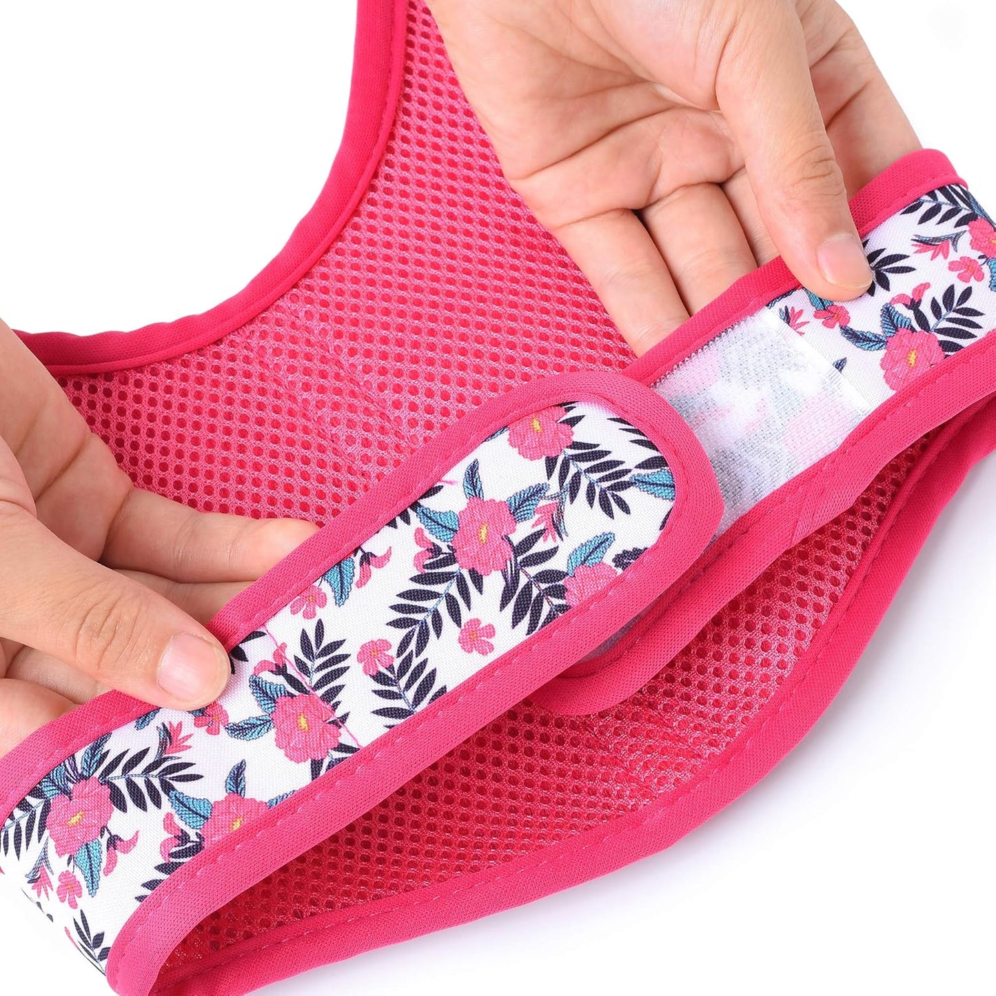 Mile High Life Dog Harness, Air Mesh Floral Vest Harness for 20 lbs Small Dogs & Cats, Easy Get on Adjustable Easy Closures Both Neck and Chest(Peony, XS Chest 14"-16")