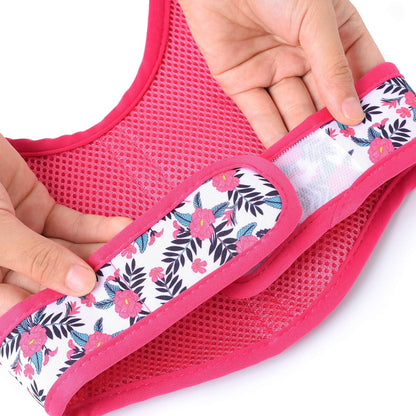 Mile High Life Dog Harness, Air Mesh Floral Vest Harness for 20 lbs Small Dogs & Cats, Easy Get on Adjustable Easy Closures Both Neck and Chest(Peony, XS Chest 14"-16")
