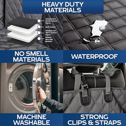 Ruff Liners XL Floor Cover with Door Protection, Black – As Seen on Shark Tank – Fits Full‑Size Crew Cab Trucks with Fold‑Up Seats, Waterproof & Machine Washable – Sturdy XL Dog Hammock for Truck