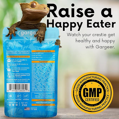 2oz Complete Crested Gecko Food Diet. Premium Mix, Ready to Use Freshly Made Powder. Unique Formula, Developed & Made in The USA. Enjoy! (Mulberry + Insects Protein)