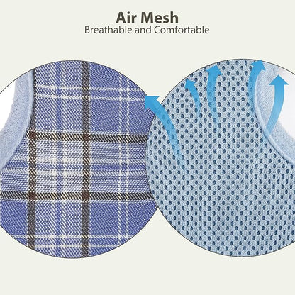 AIITLE Bunny Harness and Leash Set Escape Proof - Magic Tape Design, Lightweight Plaid Pattern Mesh Padding, No Choke No Pull for Puppy Cat Rat Squirrel Ferret, Outdoor Walking Running, Blue S