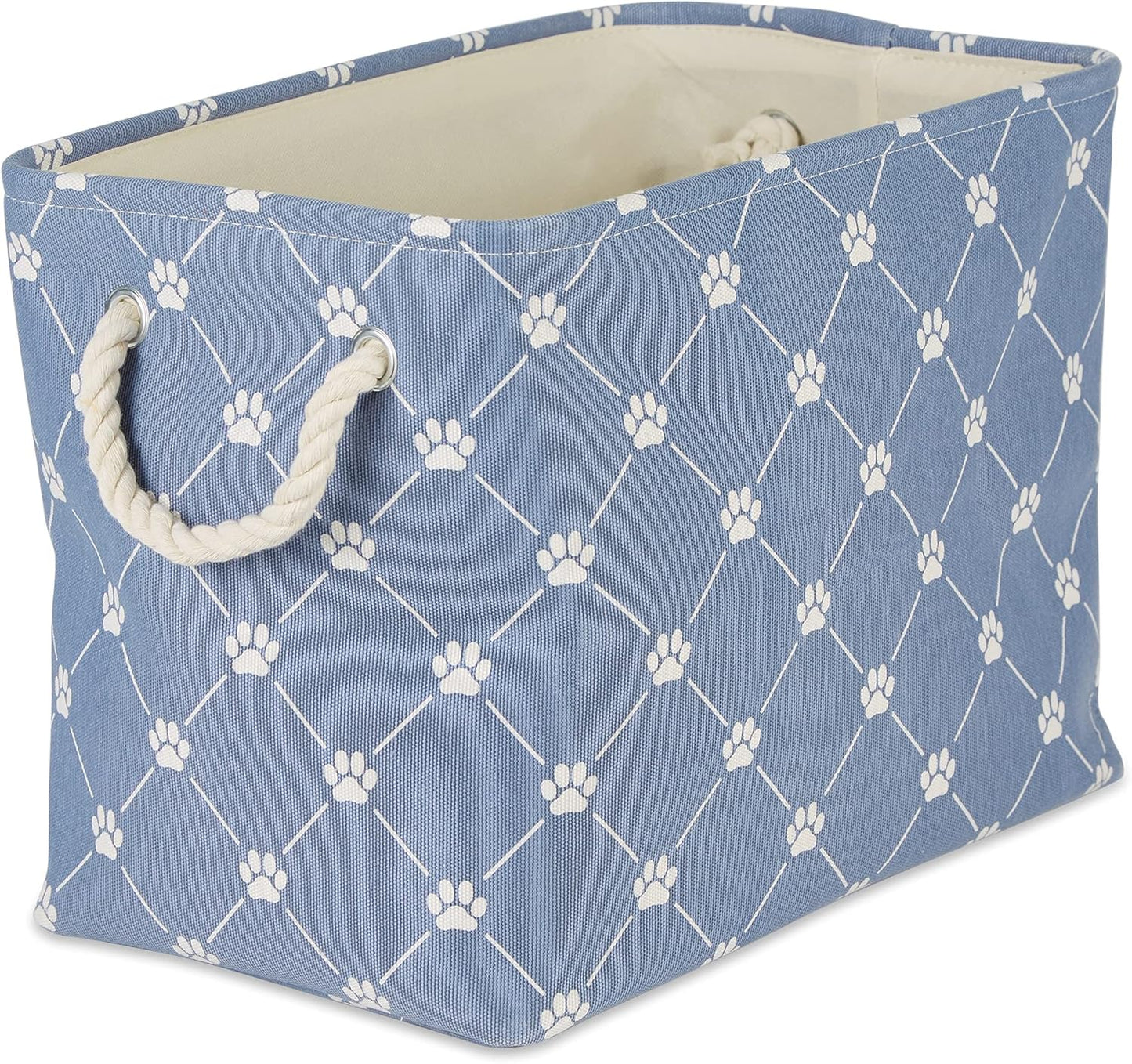 Bone Dry Pet Storage Paw and Bone, Trellis Collection, Small Rectangle, 14x8x9, Stonewash Blue