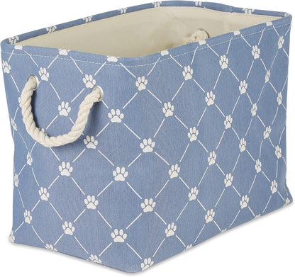 Bone Dry Pet Storage Paw and Bone, Trellis Collection, Small Rectangle, 14x8x9, Stonewash Blue
