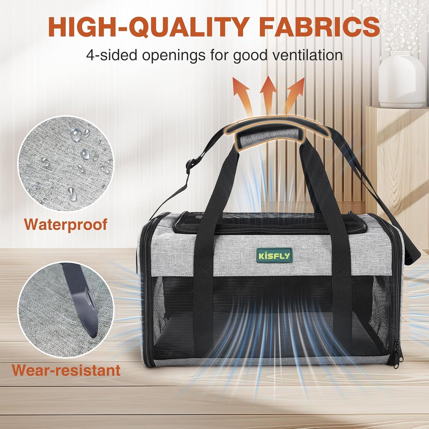 TSA Approved Pet Carrier in Cabin, 17"x11"x9.5" Soft Cat Carriers for Small Cats up to 12 lb, Top-Open Portable Dog Carrier with Litter Box and Anti-Scratch Mesh for Puppy up to 10 lb, Gray