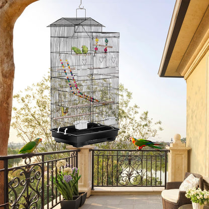 ZENY 39-inch Roof Top Large Flight Parrot Bird Cage for Small Quaker Cockatiel Canary Sun Parakeet Green Cheek Finch Budgie Lovebirds Wrought Iron Pet Bird Cage w/Toys